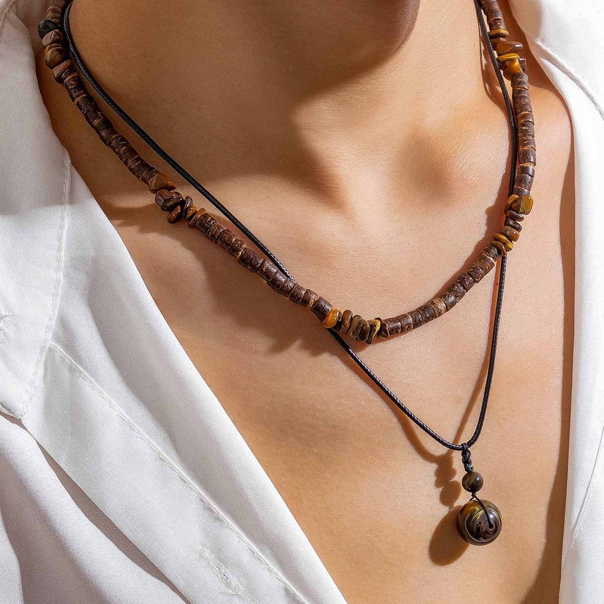 Jewelry Black Tiger Stone Beaded Necklace Size ONE SIZE - 3 Thumbnail