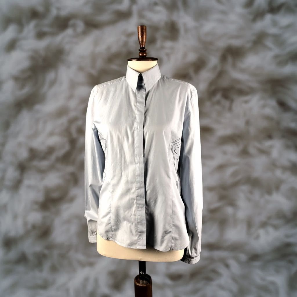 Versace Versace Sport Womens Blouse Shirt Size M Blue Cotton Embroidered - US BUYER NOTE Size M / US 6-8 / IT 42-44 - 1 Thumbnail
