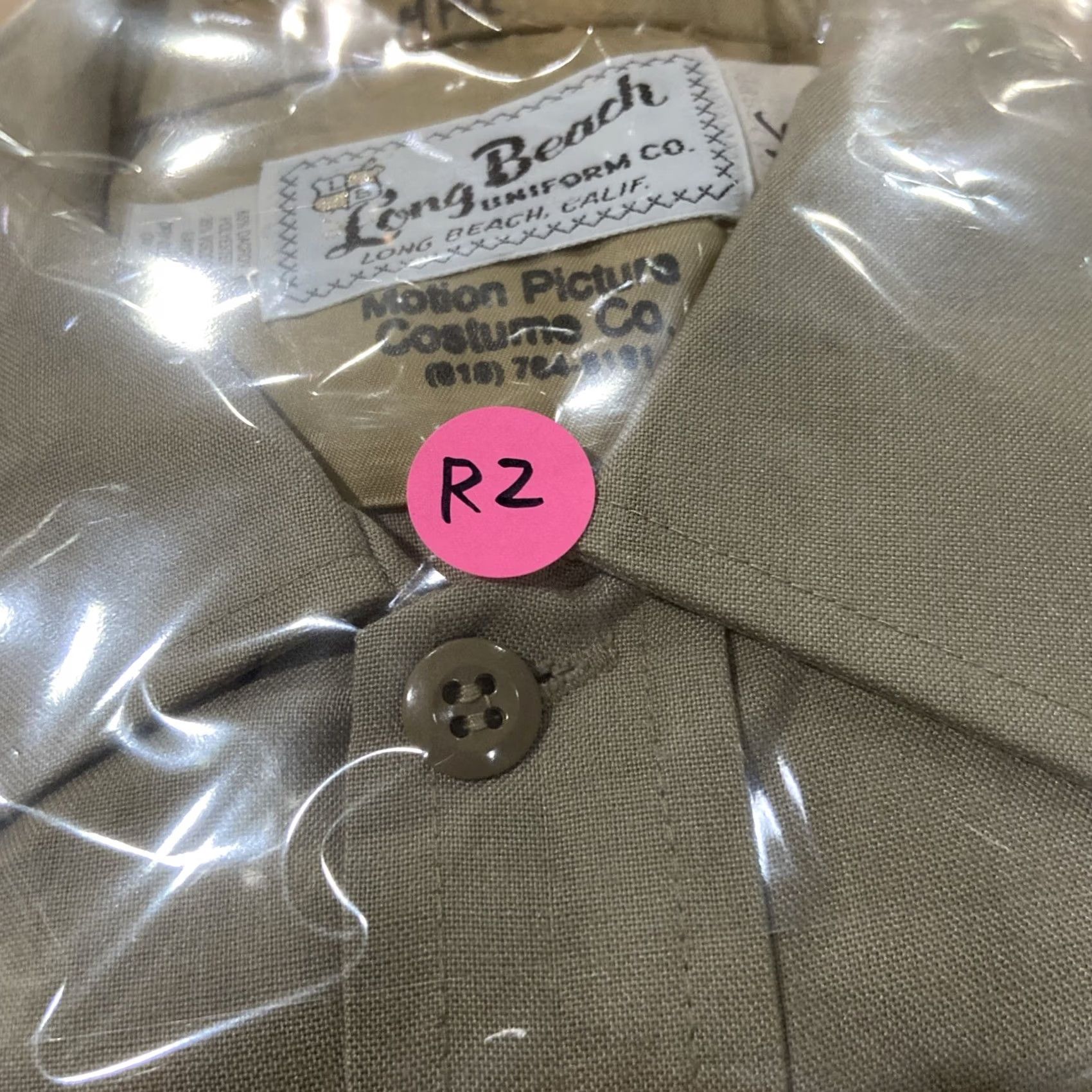 Vintage VINTAGE Long Beach Uniform Co. Motion Picture Co Tan Button Down Work Shirt M Men's Beige Short Sleeve Beach 90s? Size US M / EU 48-50 / 2 - 6 Thumbnail