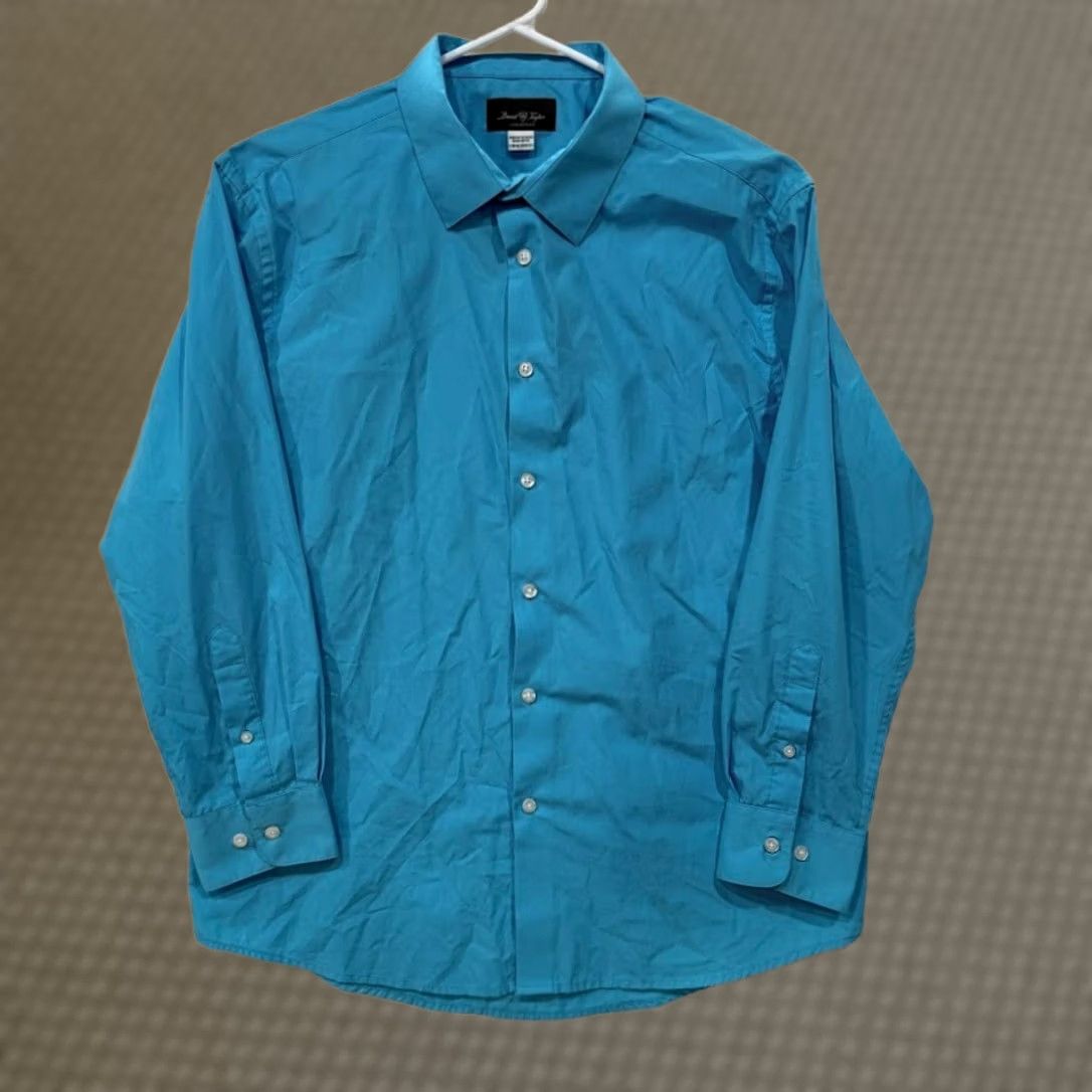 david taylor long sleeve dress shirts David Taylor Dress Shirt Men's 18 34/35 Long Sleeve Purple Chest Pocket