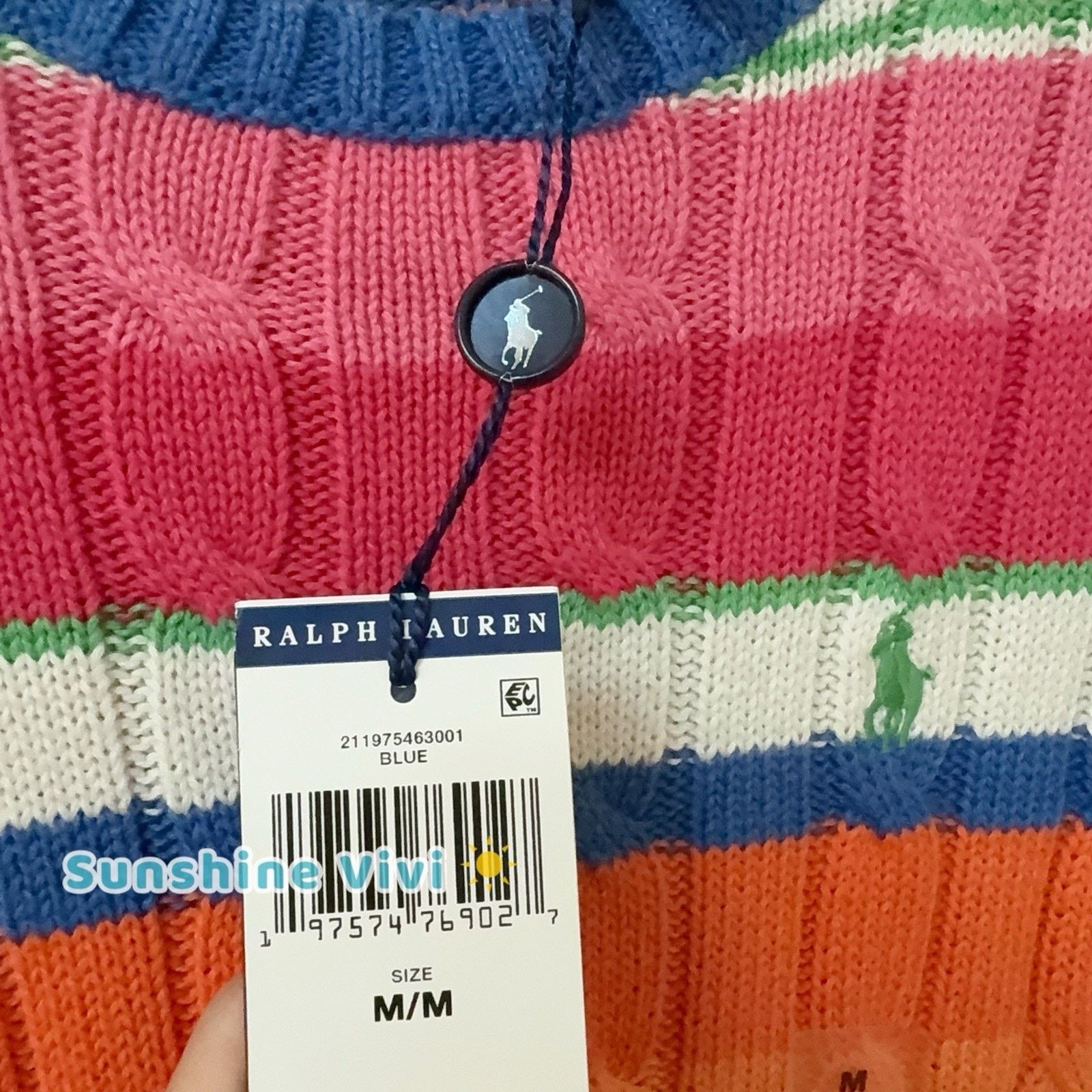 Polo Ralph Lauren NWT Polo Ralph Lauren Women's Striped Cable Sweater Medium Size M / US 6-8 / IT 42-44 - 4 Thumbnail