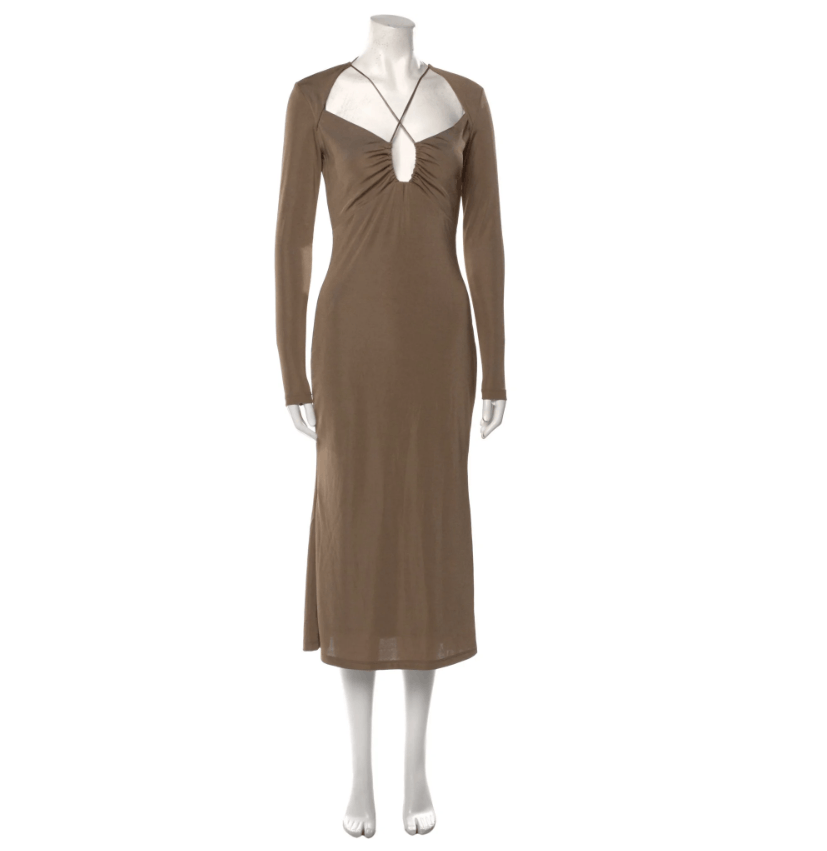 image of Jason Wu Square Neckline Midi Dress Brown ( S ), Women's (Size Small)