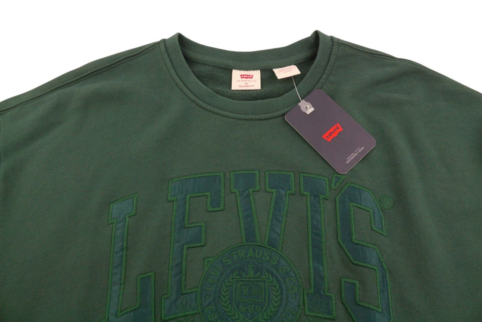 Levi's RELAXED FIT XL Green Crew Neck Logo Pullover 87108 Size US XL / EU 56 / 4 - 4 Thumbnail