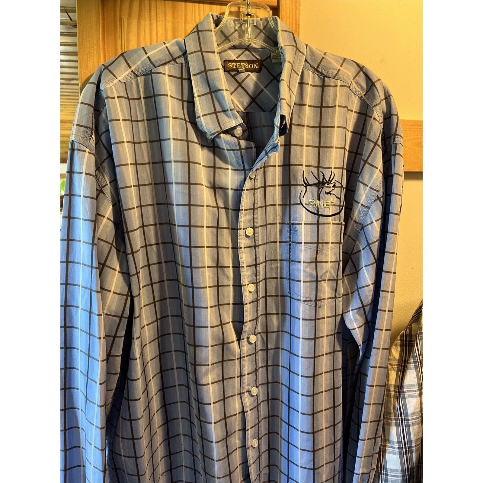 Stetson Stetson Men’s XXL Blue Plaid Long Sleeve Button Cotton Shirt Size US XXL / EU 58 / 5 - 7 Thumbnail