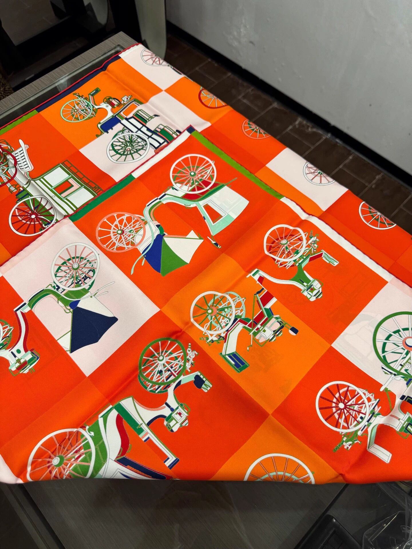 Hermes Hermes Carrousel Orange Silk Scarf New Authentic Size ONE SIZE - 5 Thumbnail