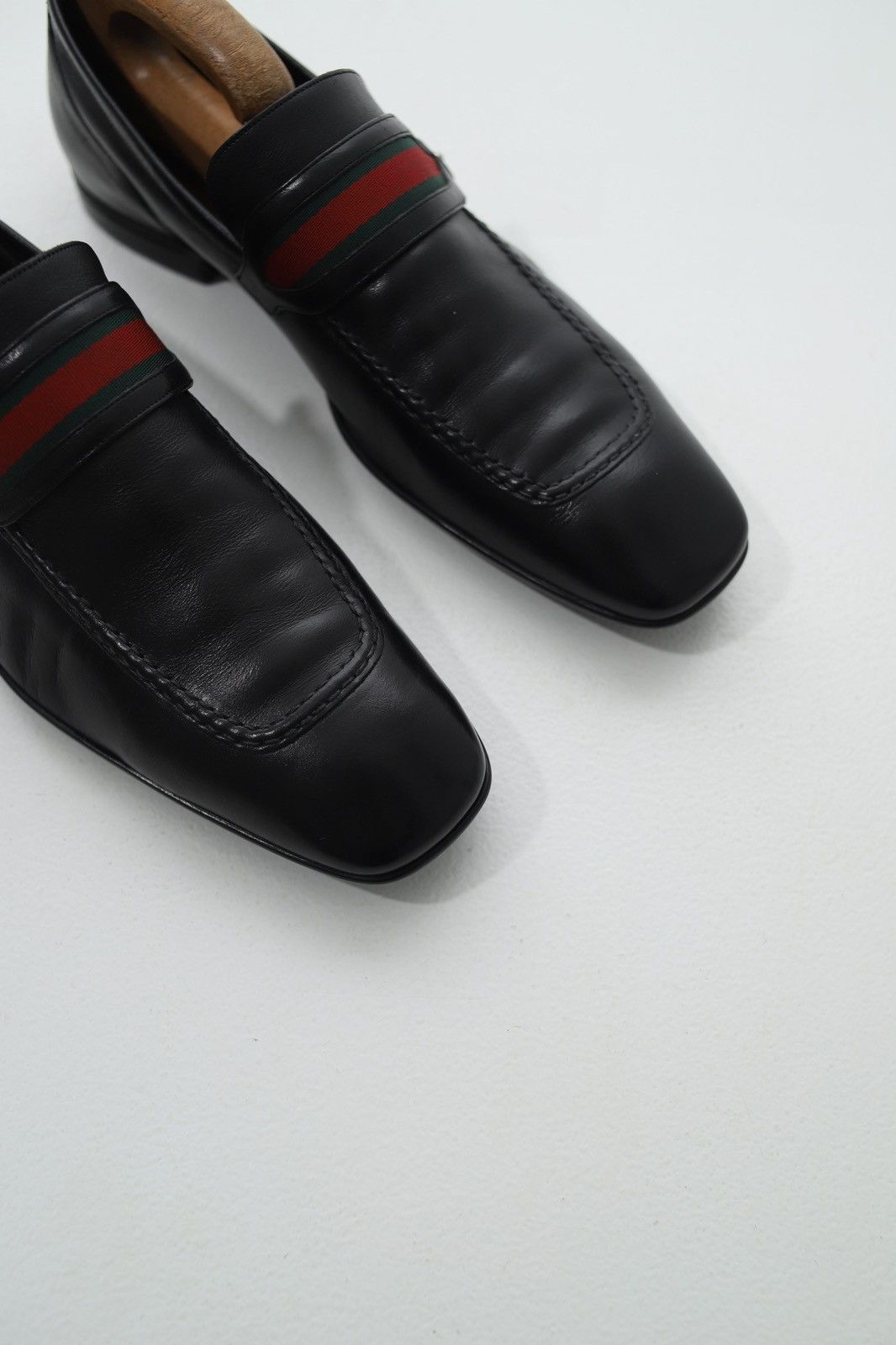 Gucci GUCCI Loafers Leather Slip Ons Shoes Web Stripe Black Men’s Size US 9 / EU 42 - 3 Thumbnail