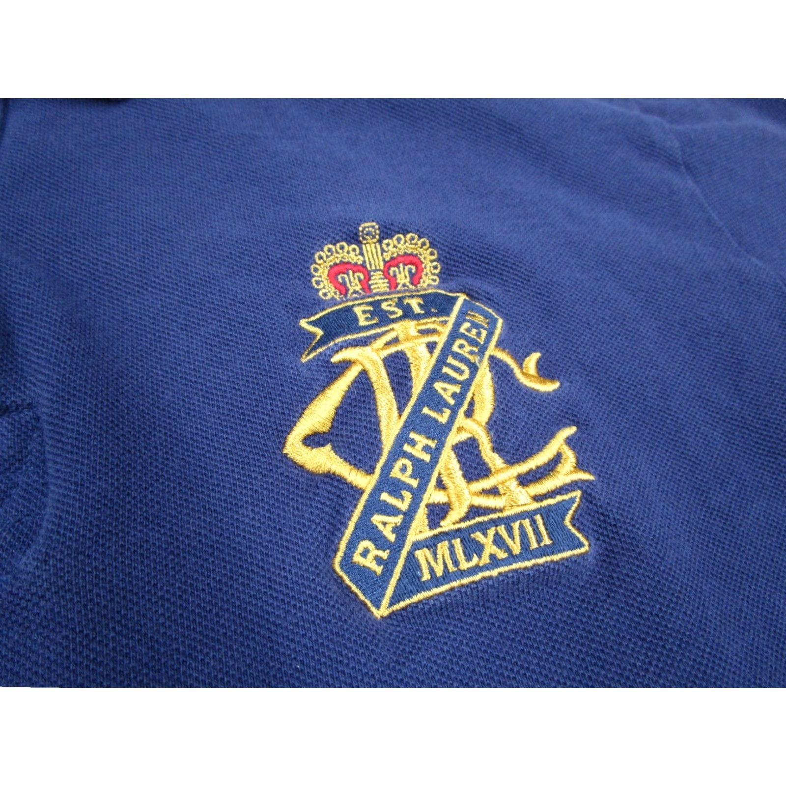 Polo Ralph Lauren VINTAGE Polo Ralph Lauren Polo Shirt Mens Large Blue Crown Crest Double Sided Size US L / EU 52-54 / 3 - 3 Thumbnail