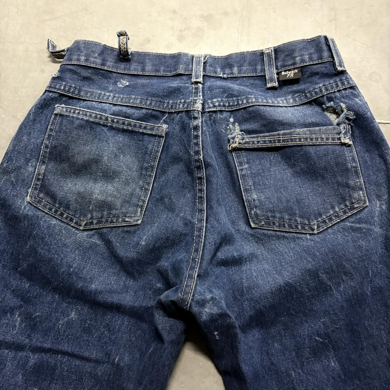 Bulwark Crazy Vintage Y2K/2000s Baggy Fire Resistant Bulwark 1980s Dark Blue Wash Denim Jeans! Size US 30 / EU 46 - 4 Thumbnail