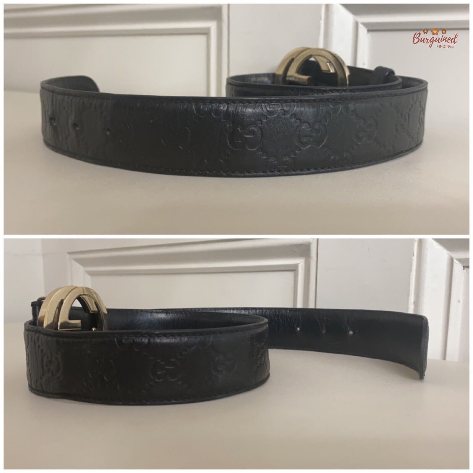 Gucci Gucci Black Guccissima Leather Gold G Buckle Belt Size 28 - 2 Thumbnail