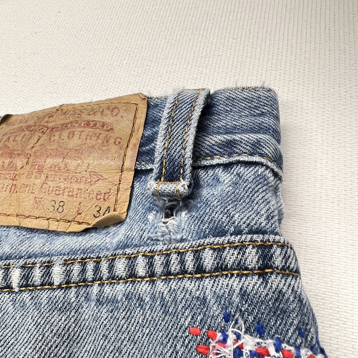 Levi's × Vintage VTG Levis 550 Jeans Blue Cropped Relaxed Fit Denim Baggy Size US 38 / EU 54 - 17 Thumbnail