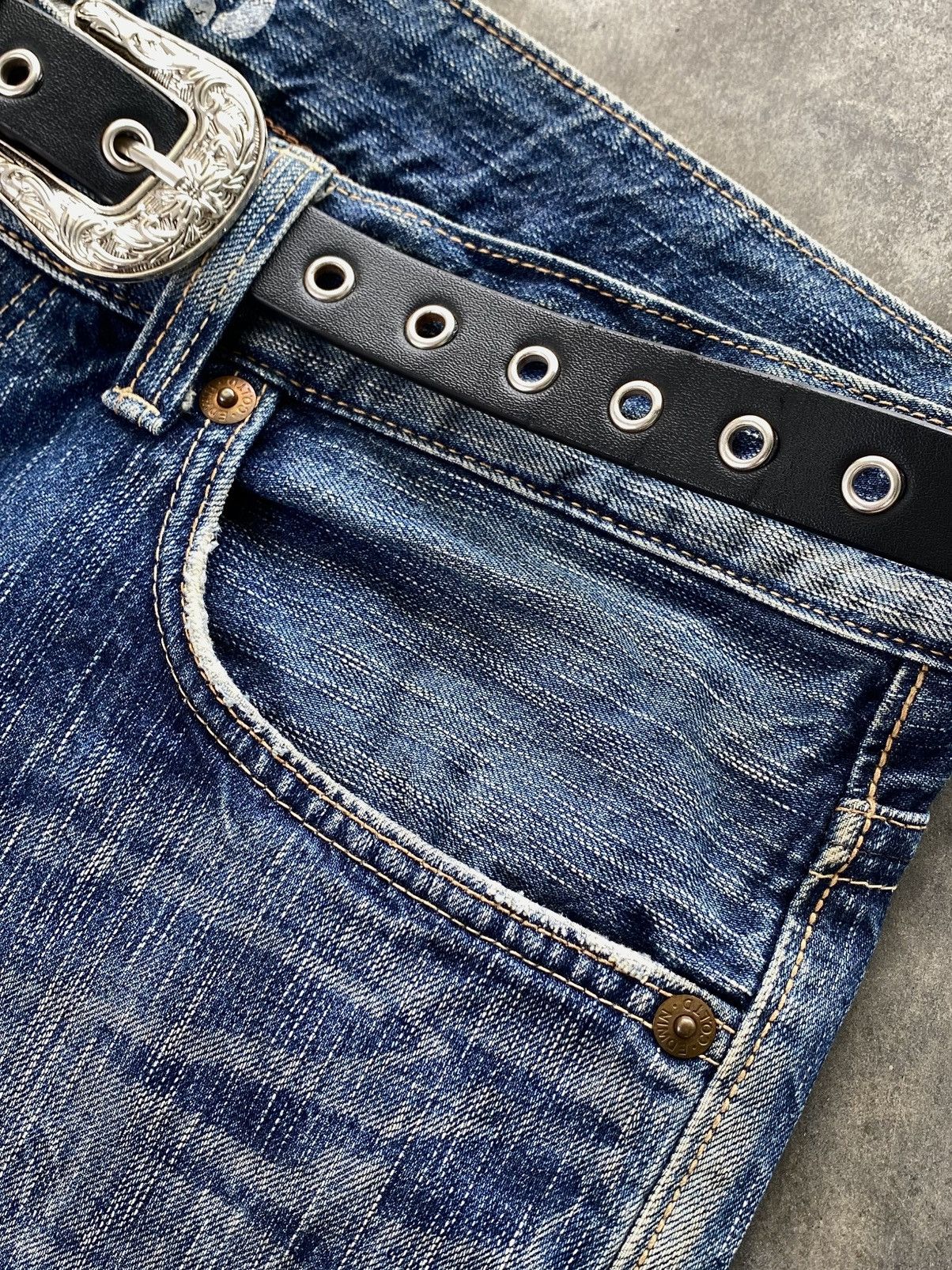 If Six Was Nine Vtg Edwin Jpn Flared Denim Crazy Fade Distressed 🇯🇵 Size US 37 - 9 Thumbnail