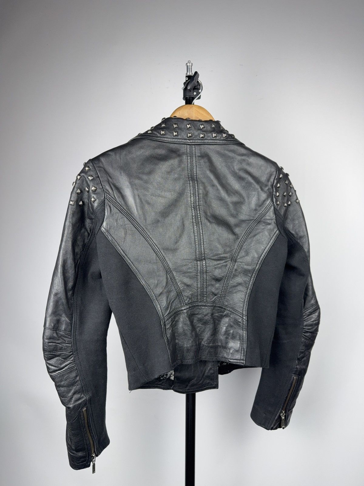 Genuine Leather Vintage Punk Rock Avant Garde Gothic Bomber Leather Jacket Size S / US 4 / IT 40 - 14 Thumbnail