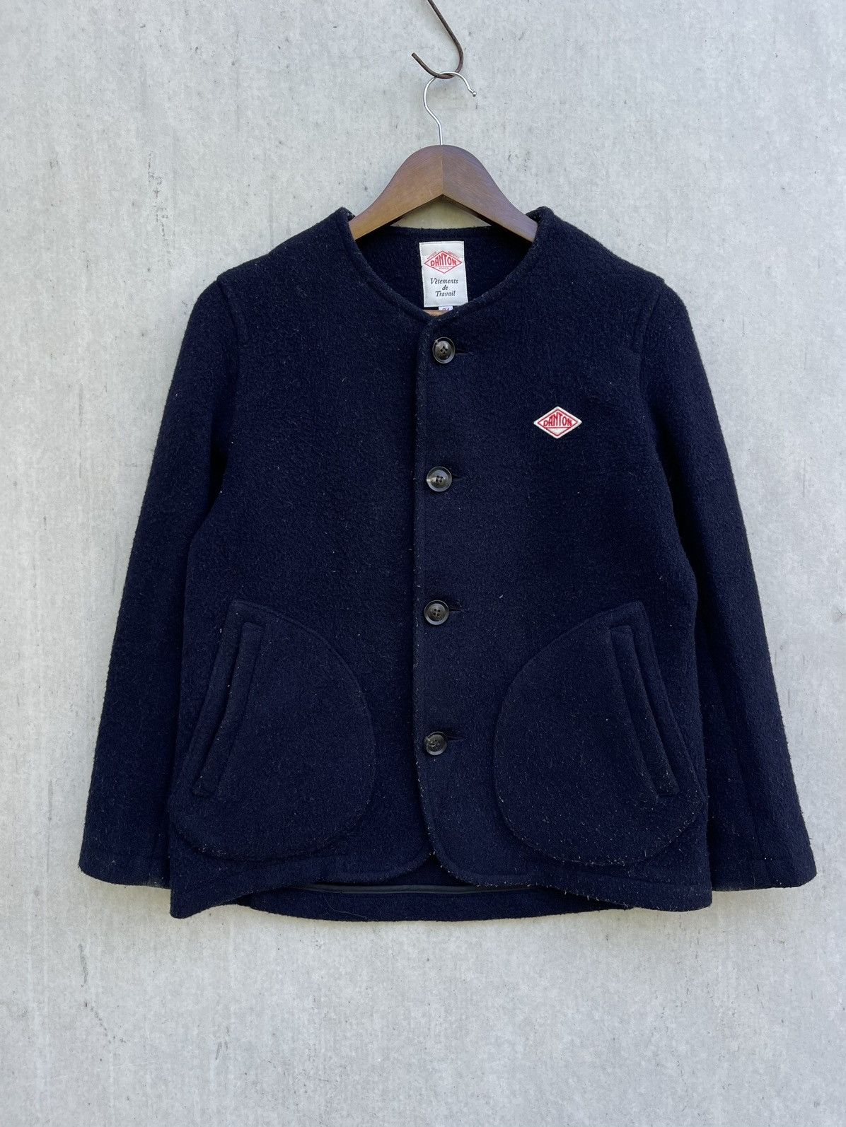 Danton DANTON JAPAN WOOL MOSSER COLLARLESS JACKET IN NAVY Size US S / EU 44-46 / 1 - 2 Thumbnail