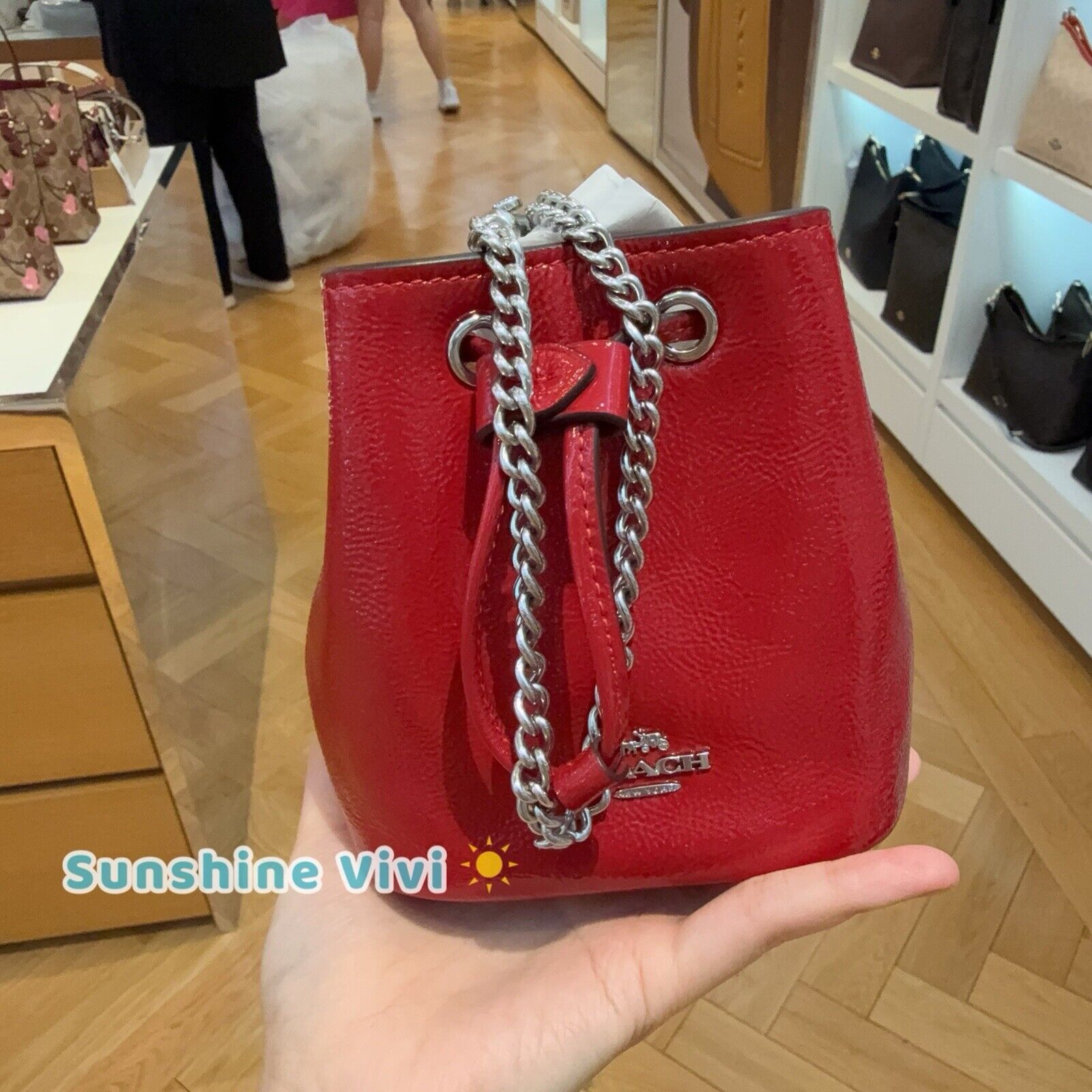 Coach NWT Coach Drawstring Wristlet Pouch Bag Patent Leather CZ028 Size ONE SIZE - 1 Thumbnail