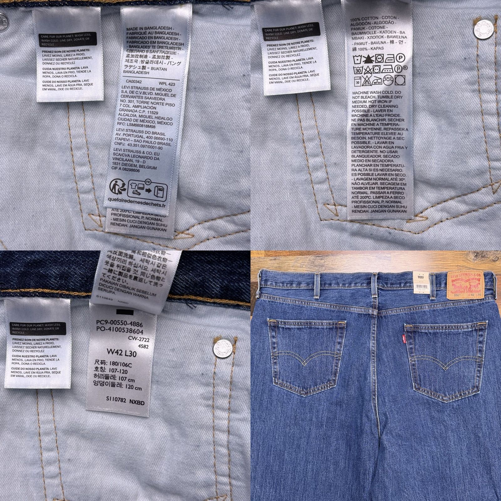Levi's Levi's 550 Jeans Mens Regular 40x32 Relaxed Tapered High Rise Denim Blue 5-Pocket Machine Washable Belt Loops Jeans Men Size US 40 / EU 56 - 8 Thumbnail