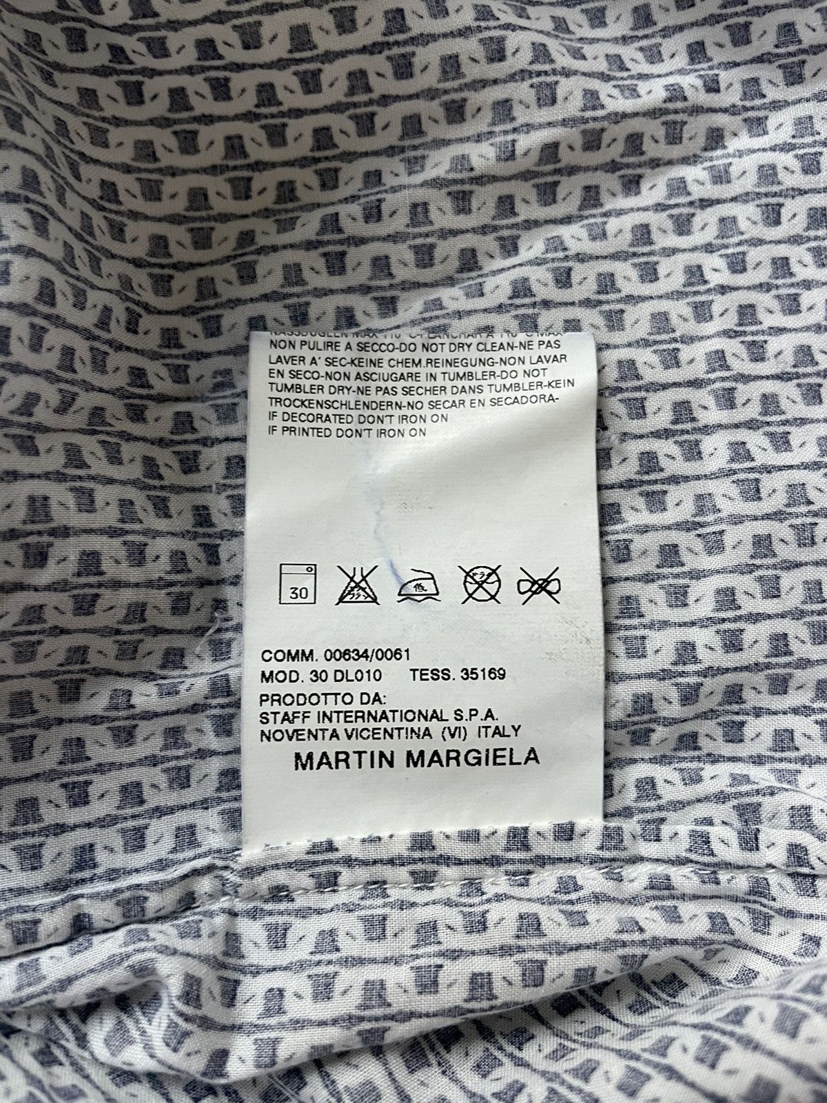 Maison Margiela Martin Margiela Vintage Navy White Printed Cotton Shirt Size US L / EU 52-54 / 3 - 7 Thumbnail
