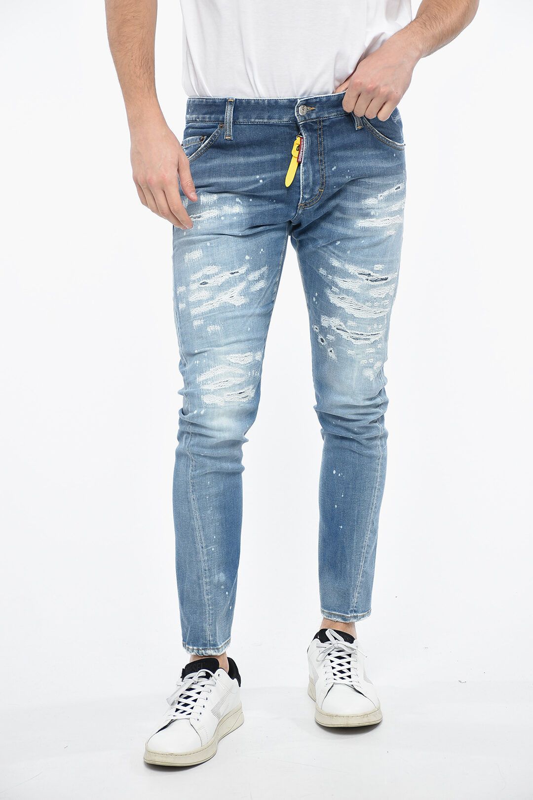 image of Dsquared2 Og1Mm0424 Distressed Sexy Twist Denim In Blue, Men's (Size 38)