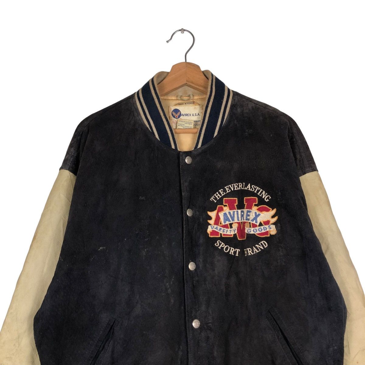 Avirex 🔥ARCHIVE VINTAGE LEATHER JACKET AVIREX USA VARSITY BIG LOGO Size US M / EU 48-50 / 2 - 8 Thumbnail
