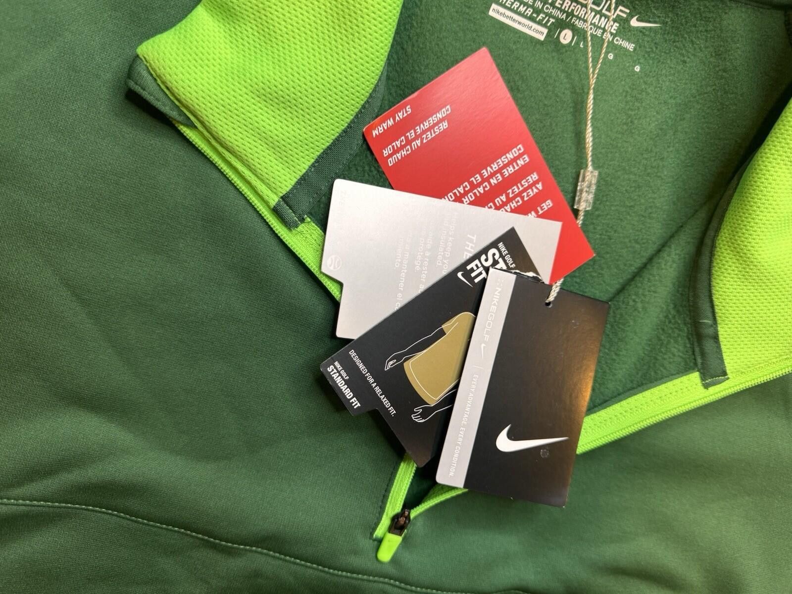Nike Nike Golf Men's Lg Green Tour Performance 1/4 Zip NWT [741] Size US L / EU 52-54 / 3 - 4 Thumbnail