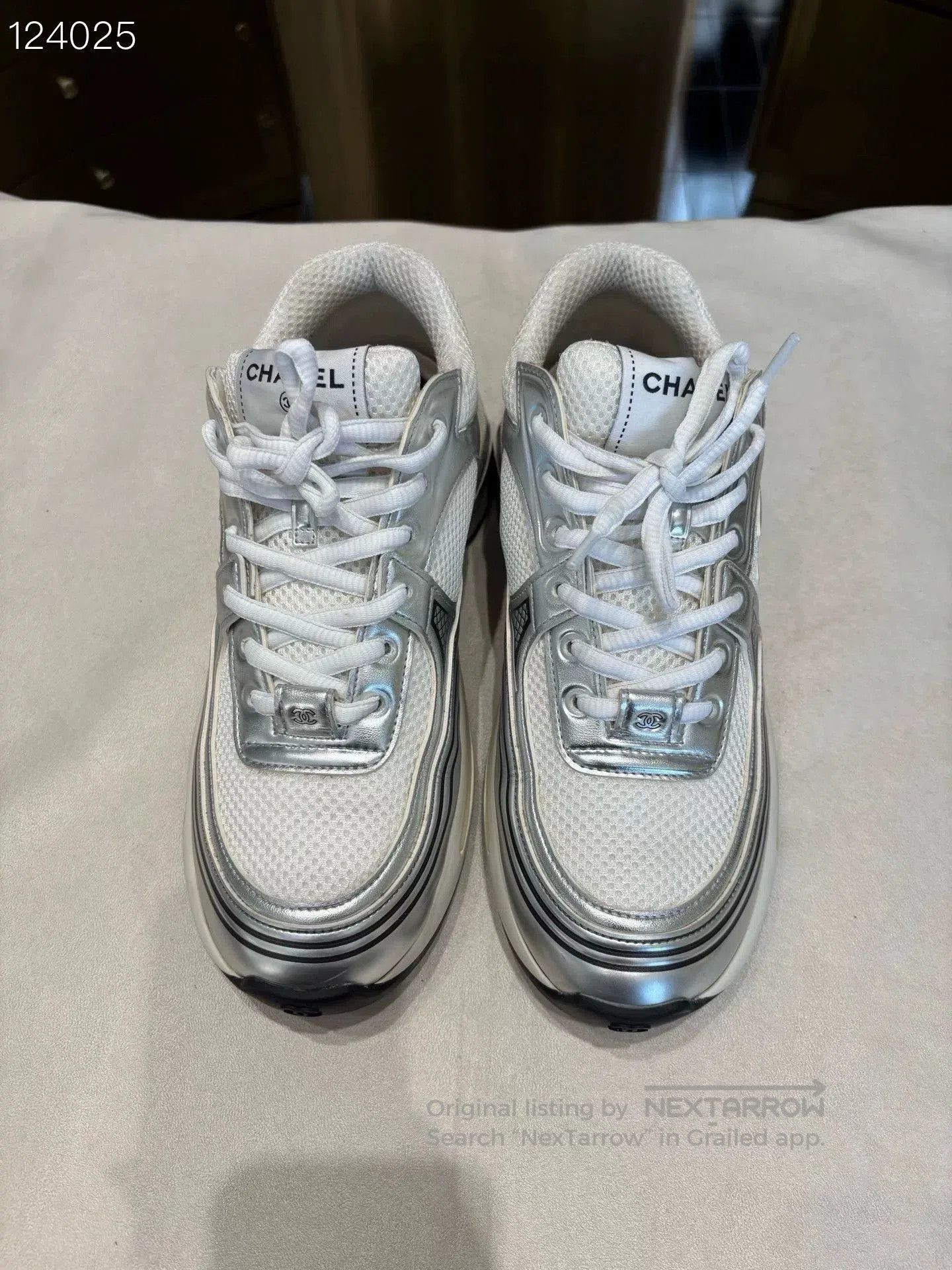 Chanel Chanel Silver Women's Sneakers. Size US 8 / IT 38 - 1 Thumbnail