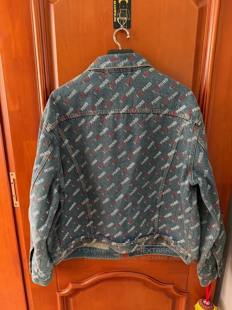 Balenciaga Balenciaga Heart Rhinestone All-over Print Logo Denim Jack Size XS / US 0-2 / IT 36-38 - 2 Thumbnail