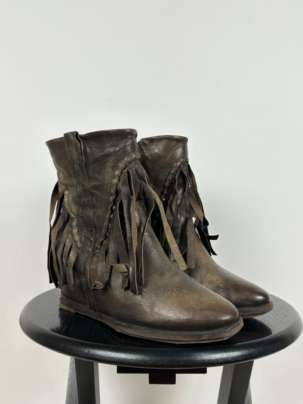 A.S.98 A.S.98. Airstep Leather Fringe Ankle Boho Western Boots Size US 7 / IT 37 - 11 Thumbnail
