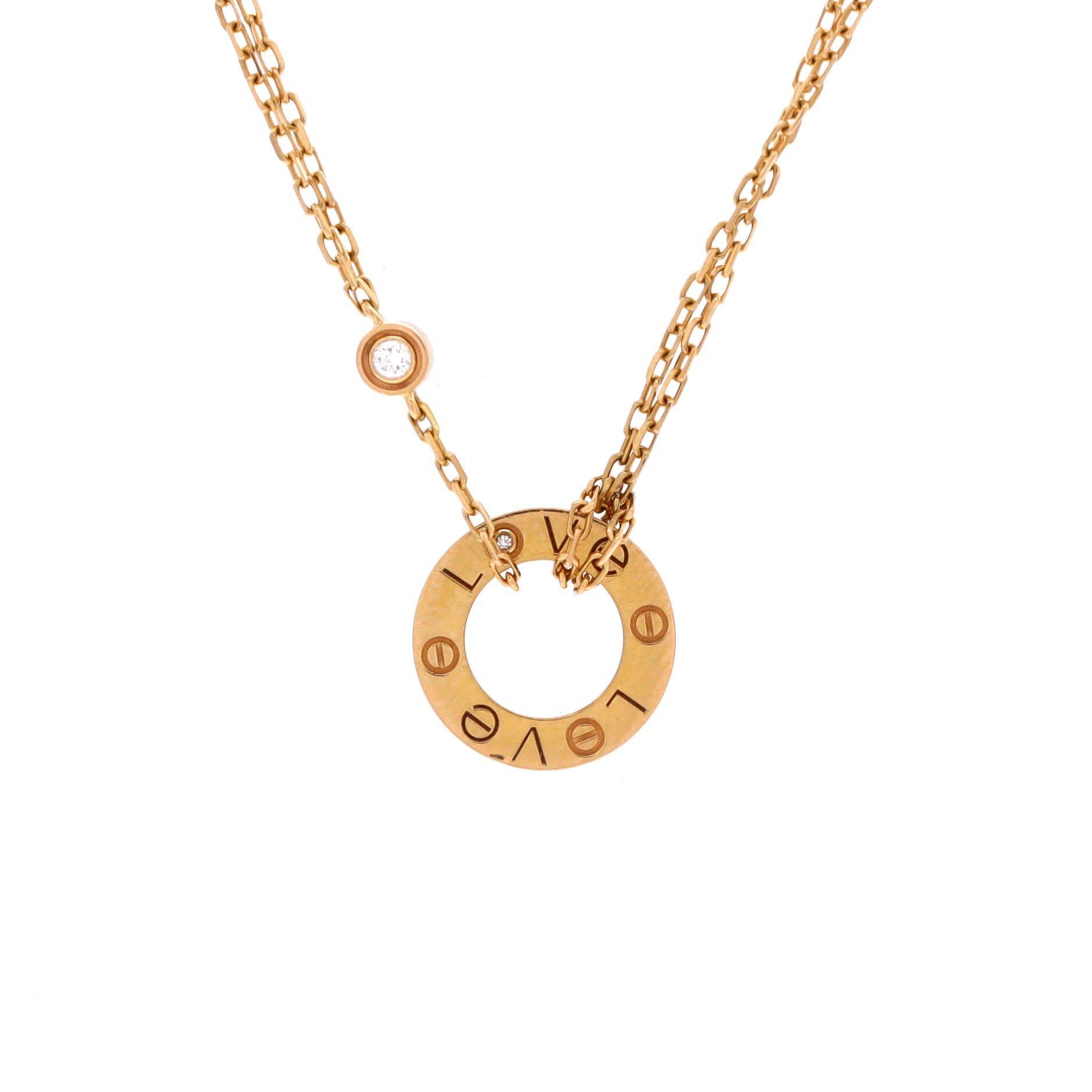 Cartier 2 Diamonds Love Pendant Necklace Size ONE SIZE - 1 Thumbnail