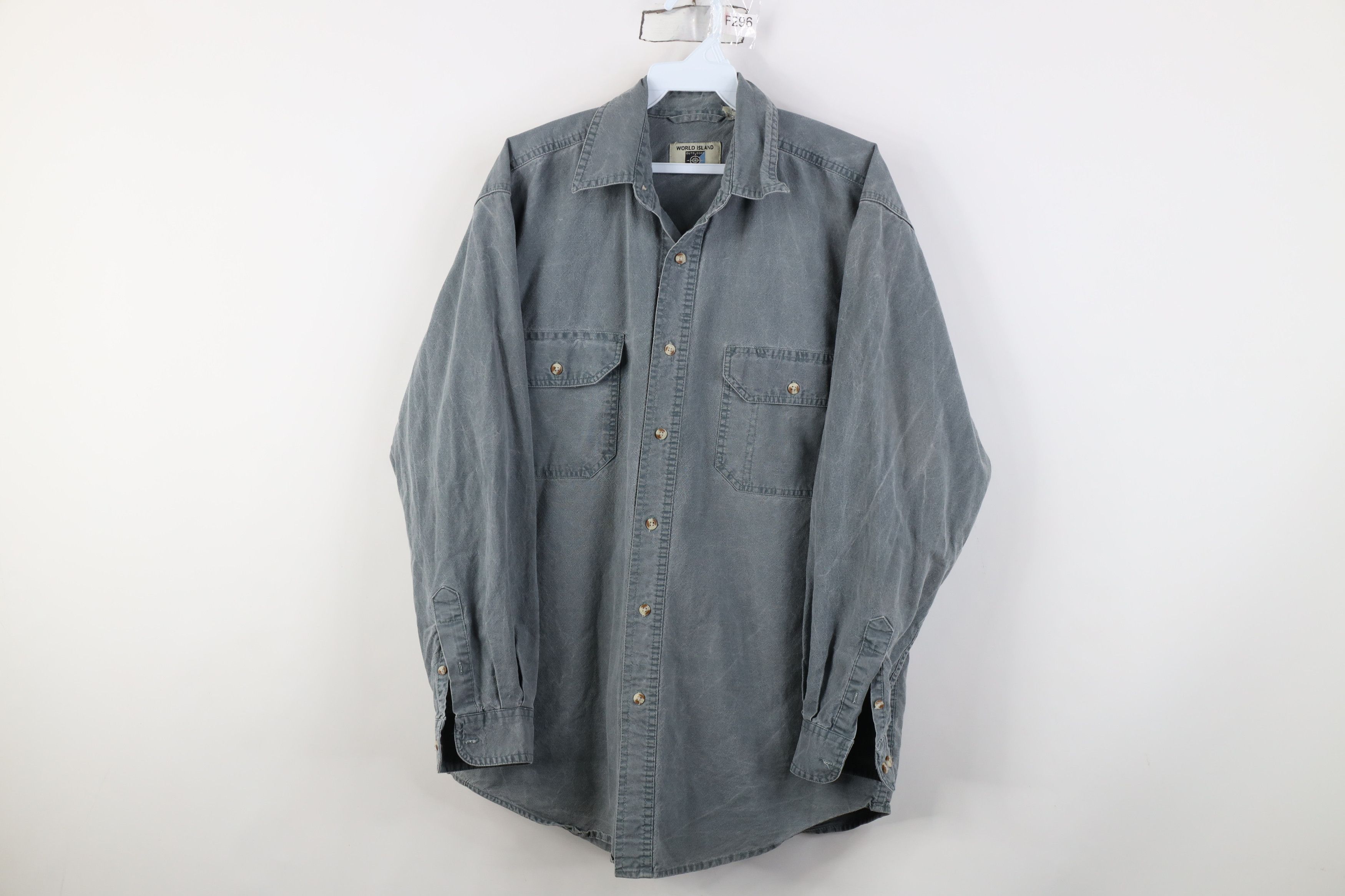 Vintage Vintage 90s Streetwear Stonewash Collared Button Shirt Green Size US M / EU 48-50 / 2 - 1 Thumbnail