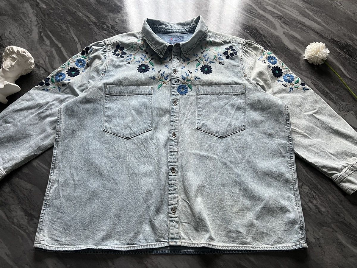 Lucky Brand Lucky Brand : Denim Shirt Flower Embroidered Size US XL / EU 56 / 4 - 4 Thumbnail