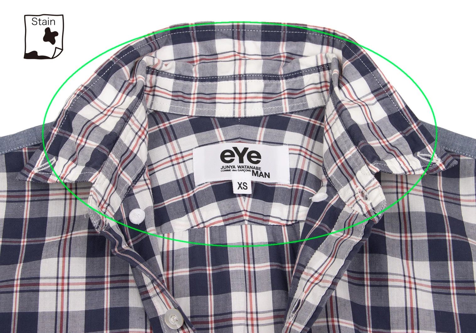 Junya Watanabe Short-Sleeve Check Shirt in Navy and White, Size XS Size US XS / EU 42 / 0 - 4 Thumbnail