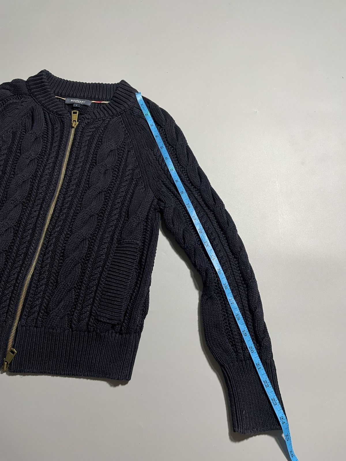 Burberry Burberry Cable Knit Zip Up Cardigan - Navy Size S / US 4 / IT 40 - 11 Thumbnail