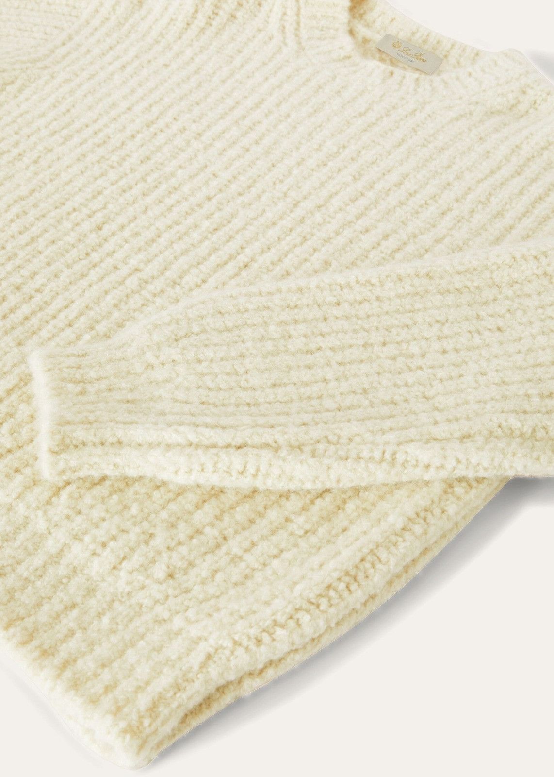 Loro Piana o1srvl11e1125 FAM6336 Cocooning Crewneck Sweater in White Size L / US 10 / IT 46 - 3 Thumbnail