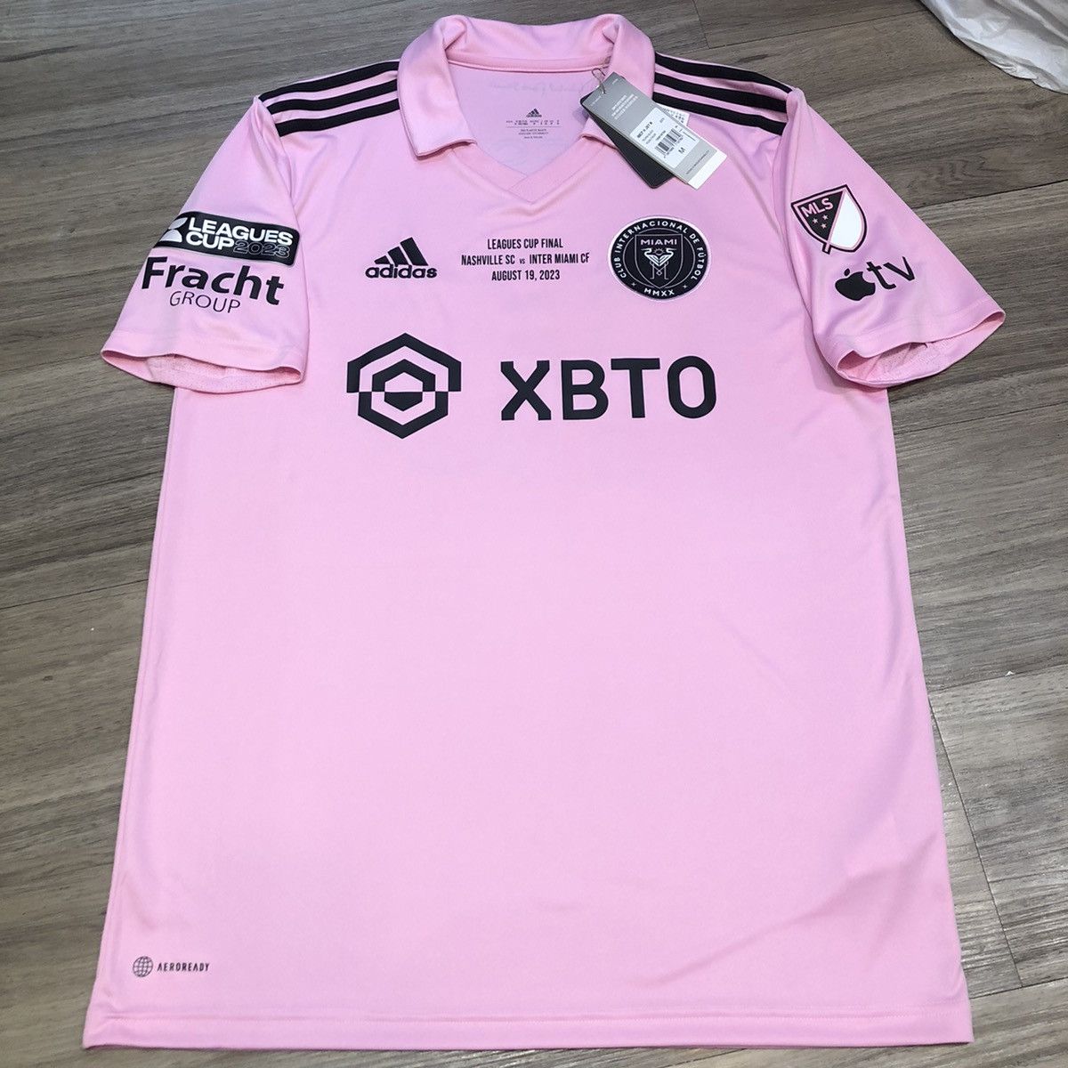 image of Adidas x Soccer Jersey Inter Miami 2023 Leagues Cup Final Home Shirt 10 Messi in Pink (Size Medium)
