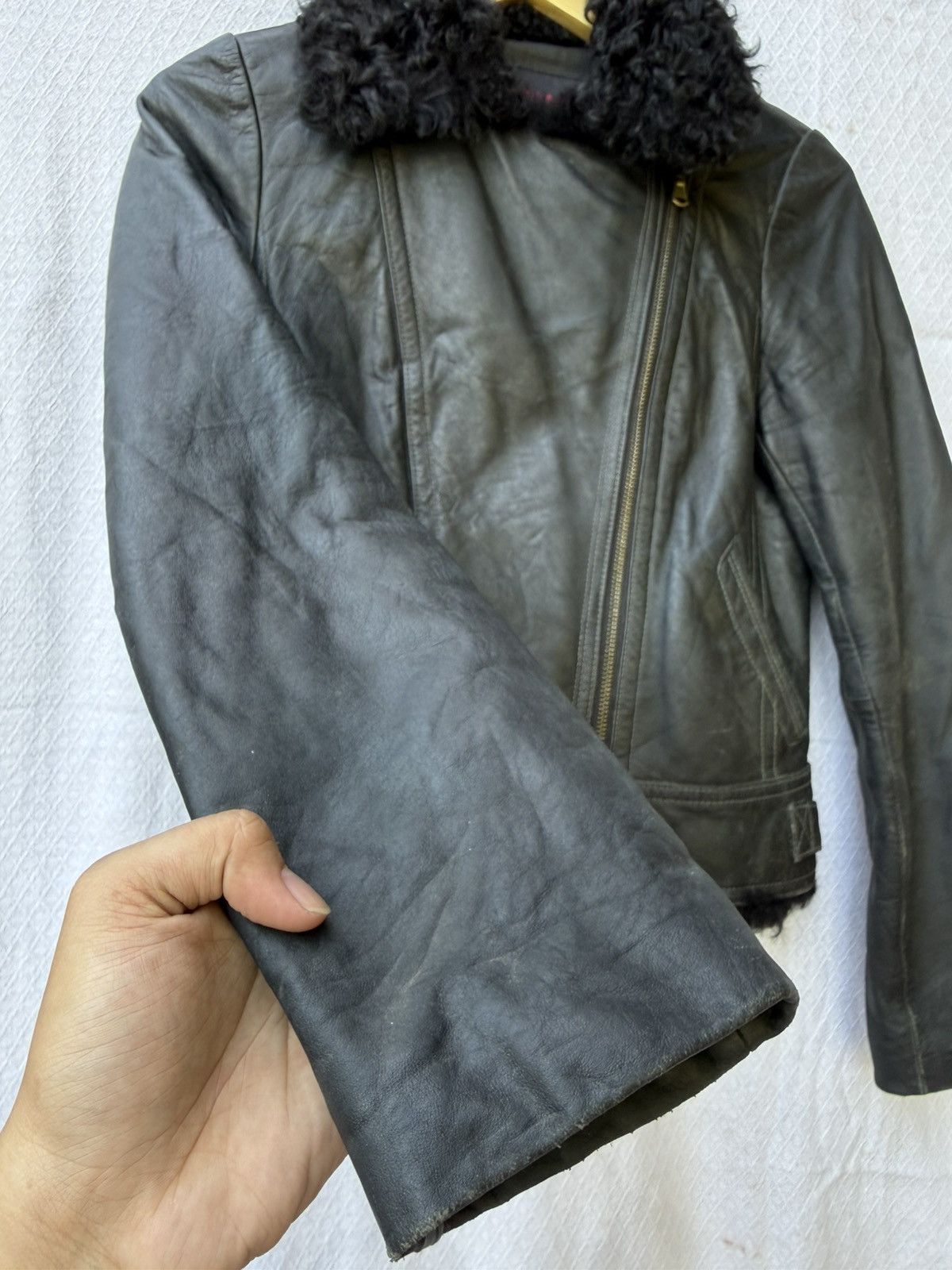 Ekam Sally & John Faux Fur Leather Jacket Assymetrical Zip Size US S / EU 44-46 / 1 - 6 Thumbnail