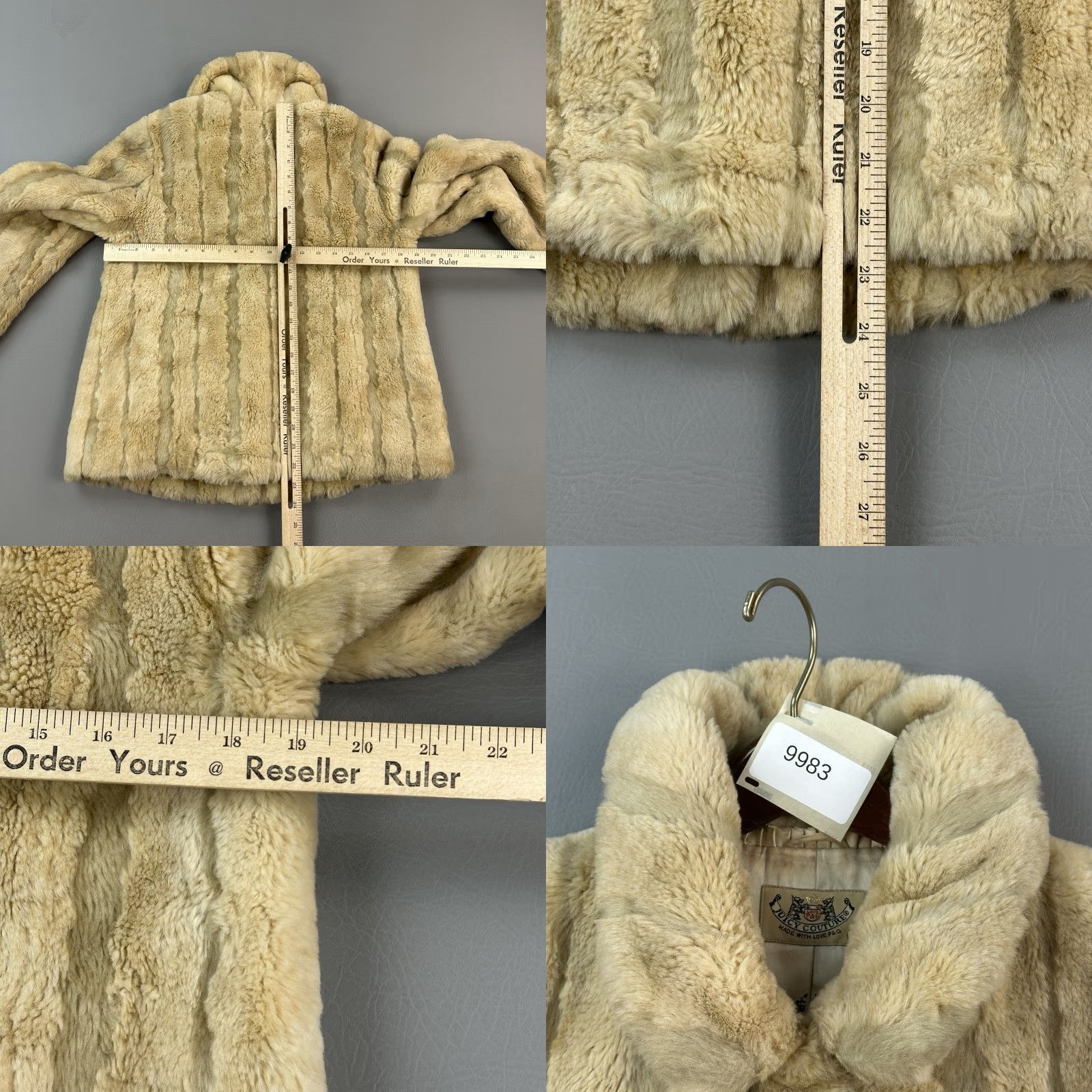Juicy Couture VINTAGE Juicy Couture Jacket Women’s M Beige Faux Fur Plush Glam Y2K 90s Designer Hip Hop Bomber Jacket with Silk Lining Collared Logo Womens Size M / US 6-8 / IT 42-44 - 10 Thumbnail