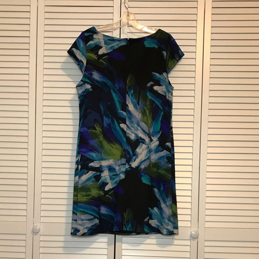 Other Jessica Howard Blue Green Floral Cap Sleeve Shift Dress 14P Size XL / US 12-14 / IT 48-50 - 2 Thumbnail
