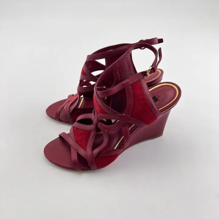 Louis Vuitton Louis Vuitton Red High Heel Sandals 0079 Size US 6 / IT 36 - 1 Thumbnail