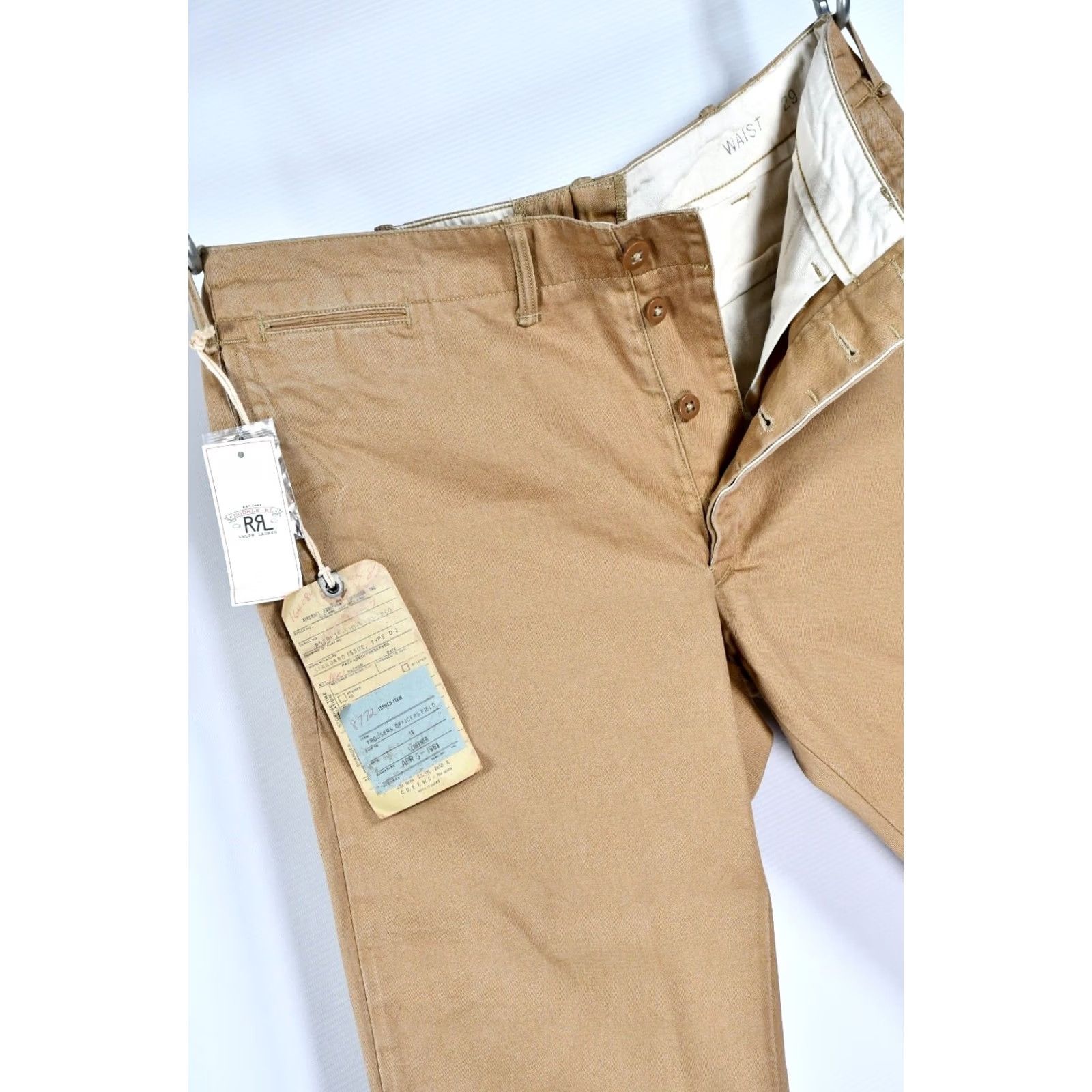 Ralph Lauren RRL Ralph Lauren Officer's Field Chino Pants size 29 Mens Pants Beige Cotton Front Pleated Modern Classic Fit Regular Color Beige 29 Mens Size US 29 - 5 Thumbnail