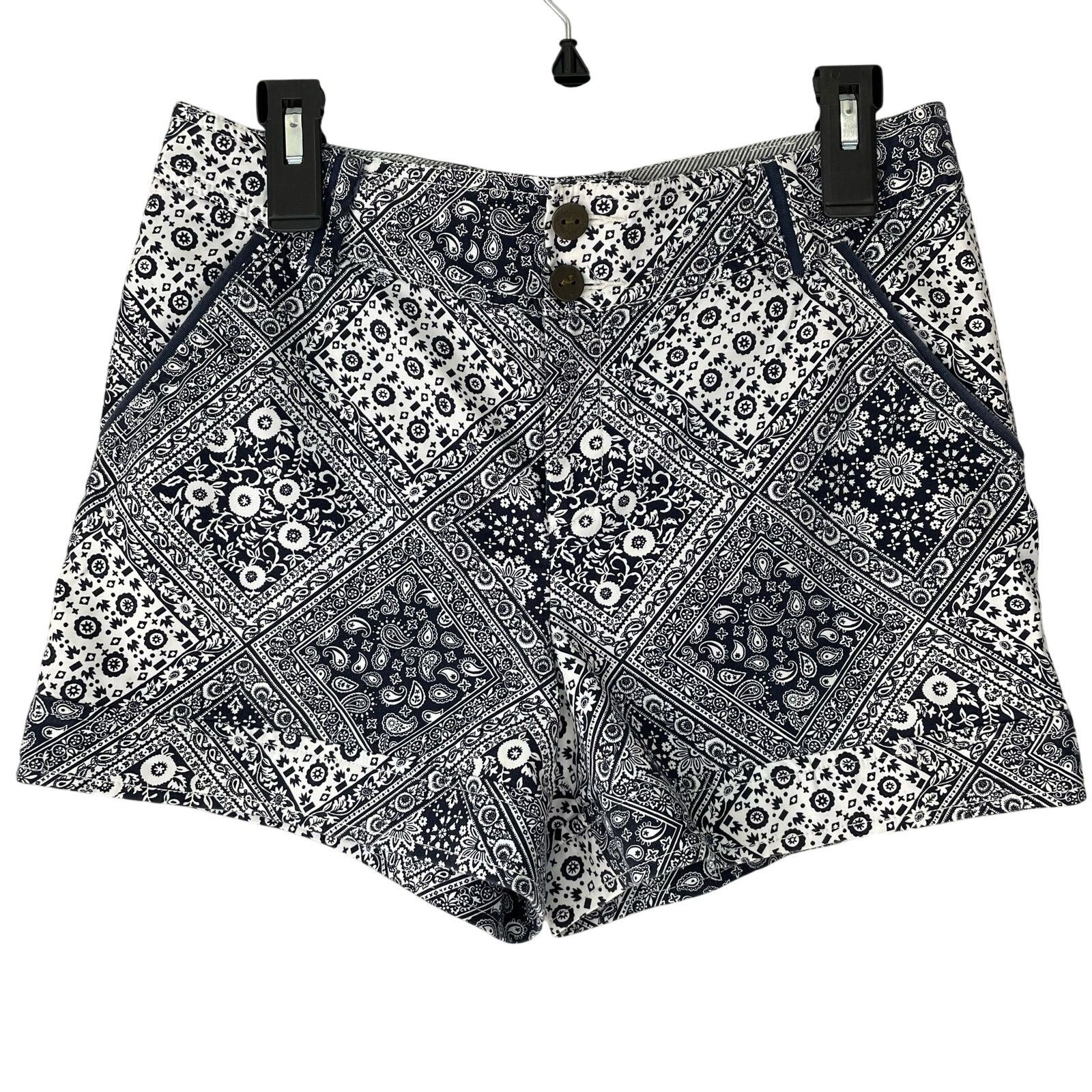 Anthropologie Cartonnier Bandana Print Shorts 8 Geometric Casual Pockets Size 30" / US 8 / IT 44 - 1 Thumbnail