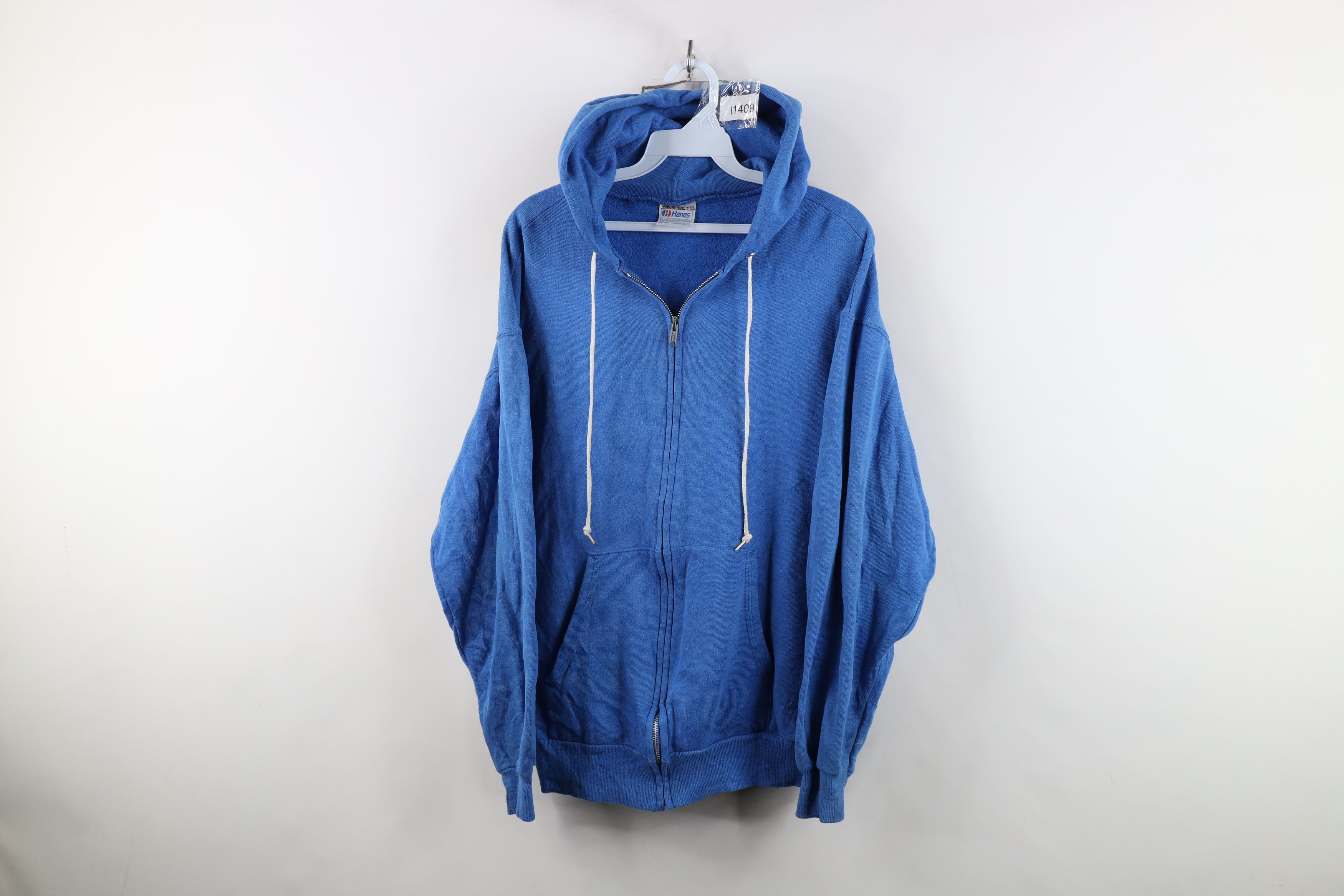 Vintage Vintage 80s Streetwear Blank Full Zip Hoodie Sweatshirt USA Size US L / EU 52-54 / 3 - 1 Thumbnail