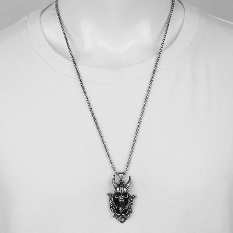 Jewelry Skull Sheep Horn Pendant Necklaces Size ONE SIZE - 2 Thumbnail