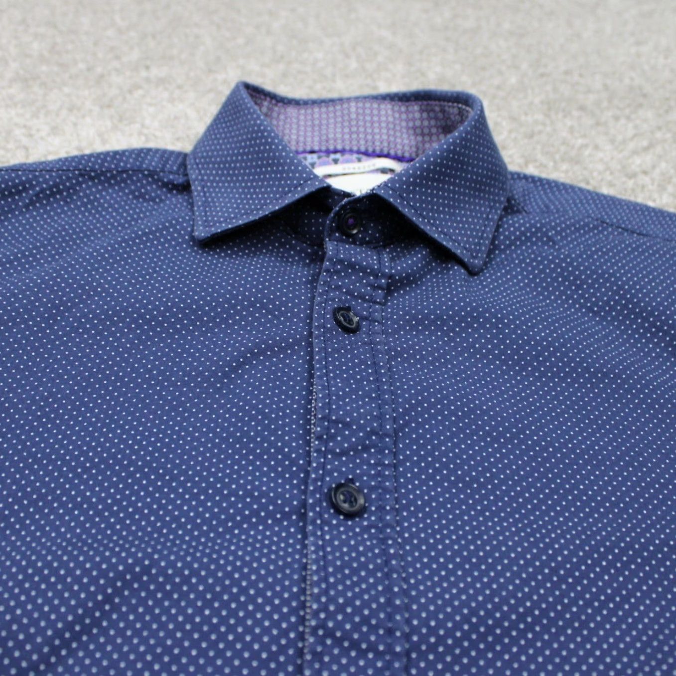 Vintage Construct Dress Shirt Mens 15 32/33 Blue/Purple Slim Fit L/S Geometric Non-Iron Quick Dry Stretch Cadence? Size 40R - 5 Thumbnail