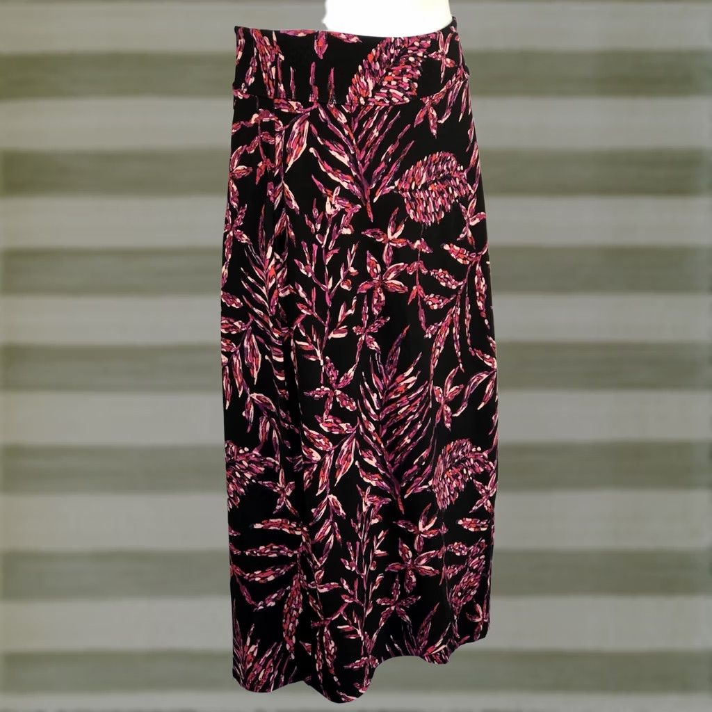 Vintage NWT Artisan NY Straight Skirt XS Blk/Pink Floral 24"W Mock Wrap Tropical Artsy Size 26" / US 2 / IT 38 - 1 Thumbnail