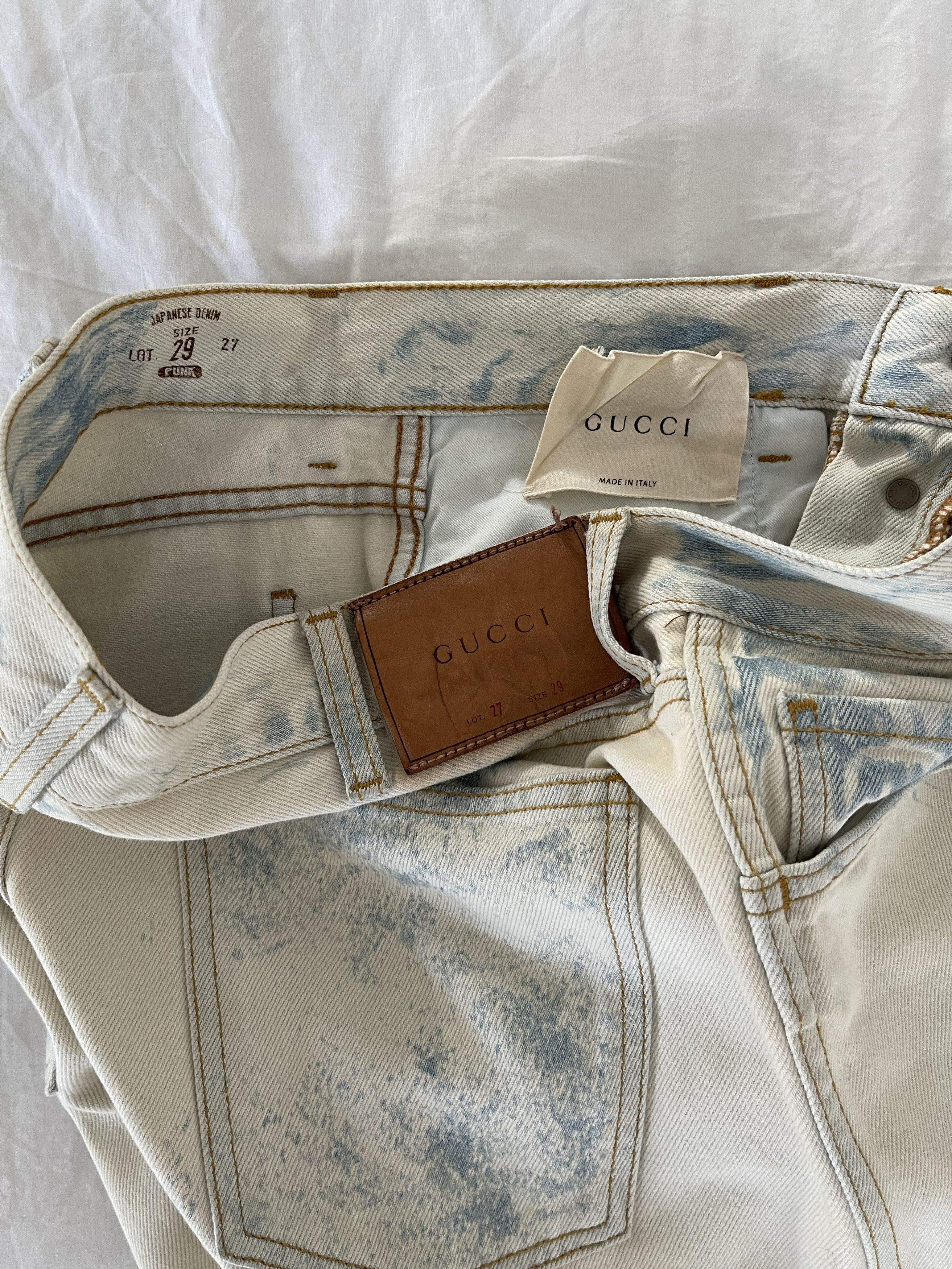 Gucci Gucci mens bleached white japanese denim pants Size US 29 - 5 Thumbnail