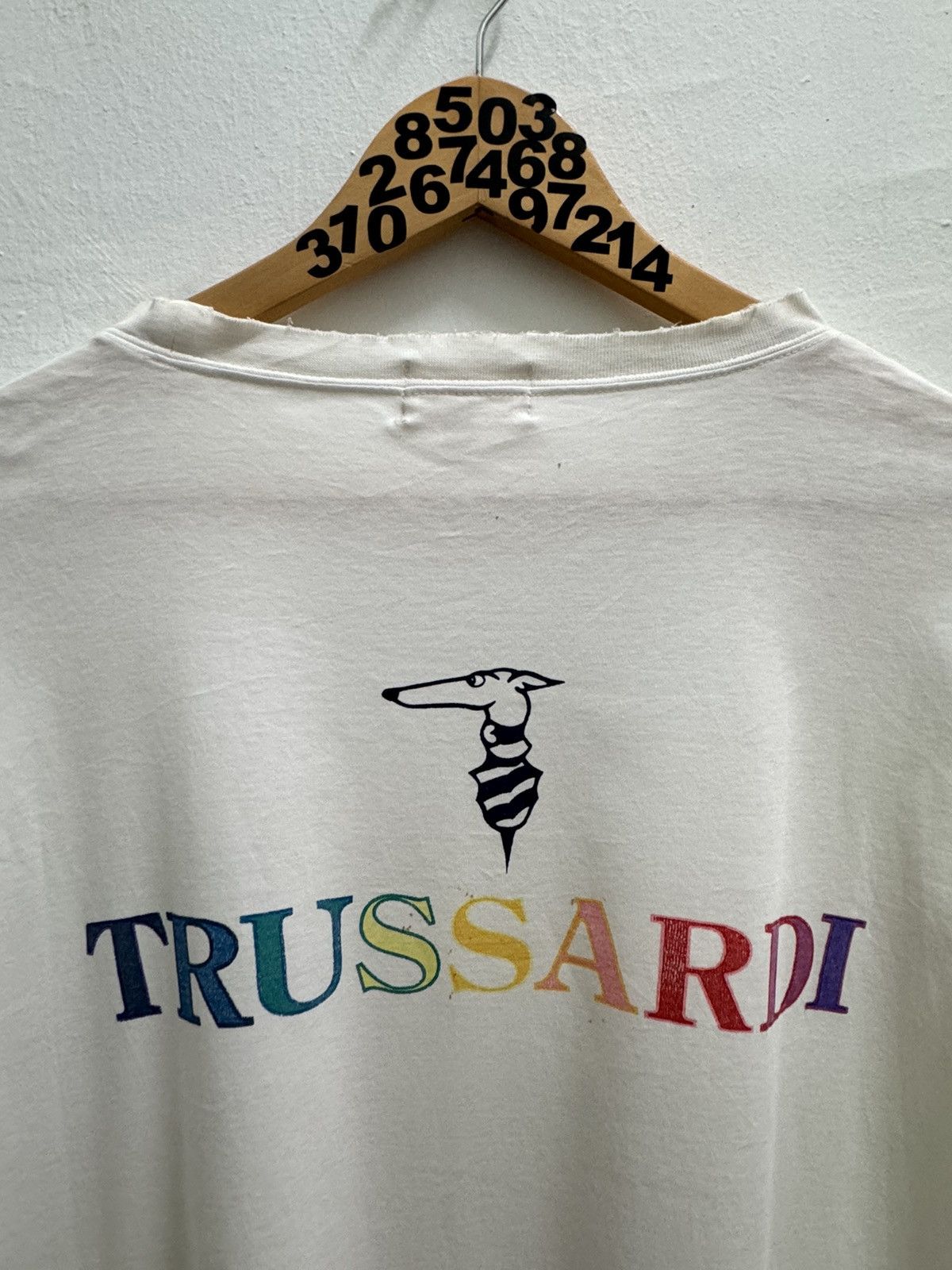 Trussardi × Vintage Vintage Trussardi Spellout Design Distressed Tee Size US M / EU 48-50 / 2 - 6 Thumbnail