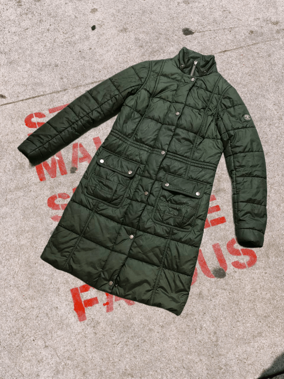 Barbour Y2K Streetwear Green Down Jacket Logo Barbour Size M / US 6-8 / IT 42-44 - 1 Thumbnail