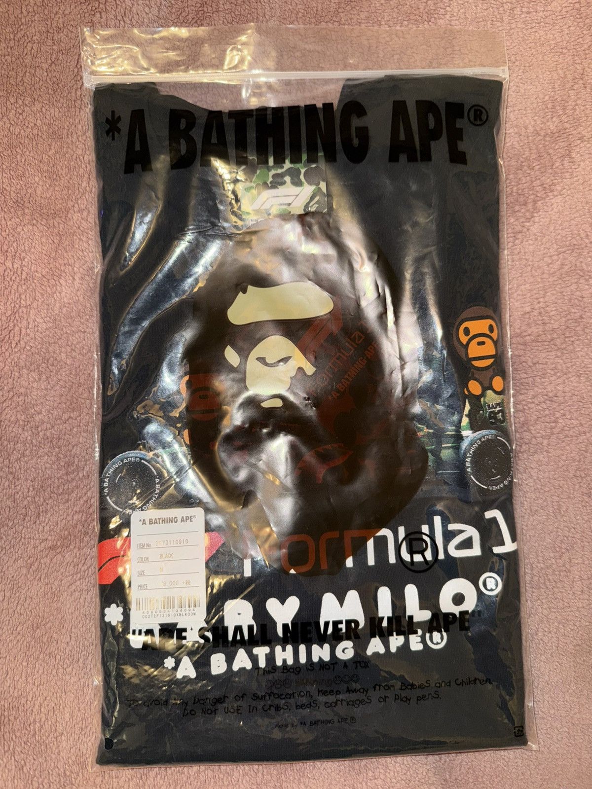 Bape BAPE x F1 Baby Milo Photo Tee Size US M / EU 48-50 / 2 - 12 Thumbnail