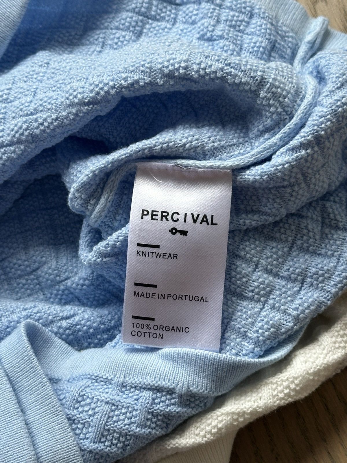 Percival Light Blue Dip Dab Knit Polo Size US M / EU 48-50 / 2 - 4 Thumbnail
