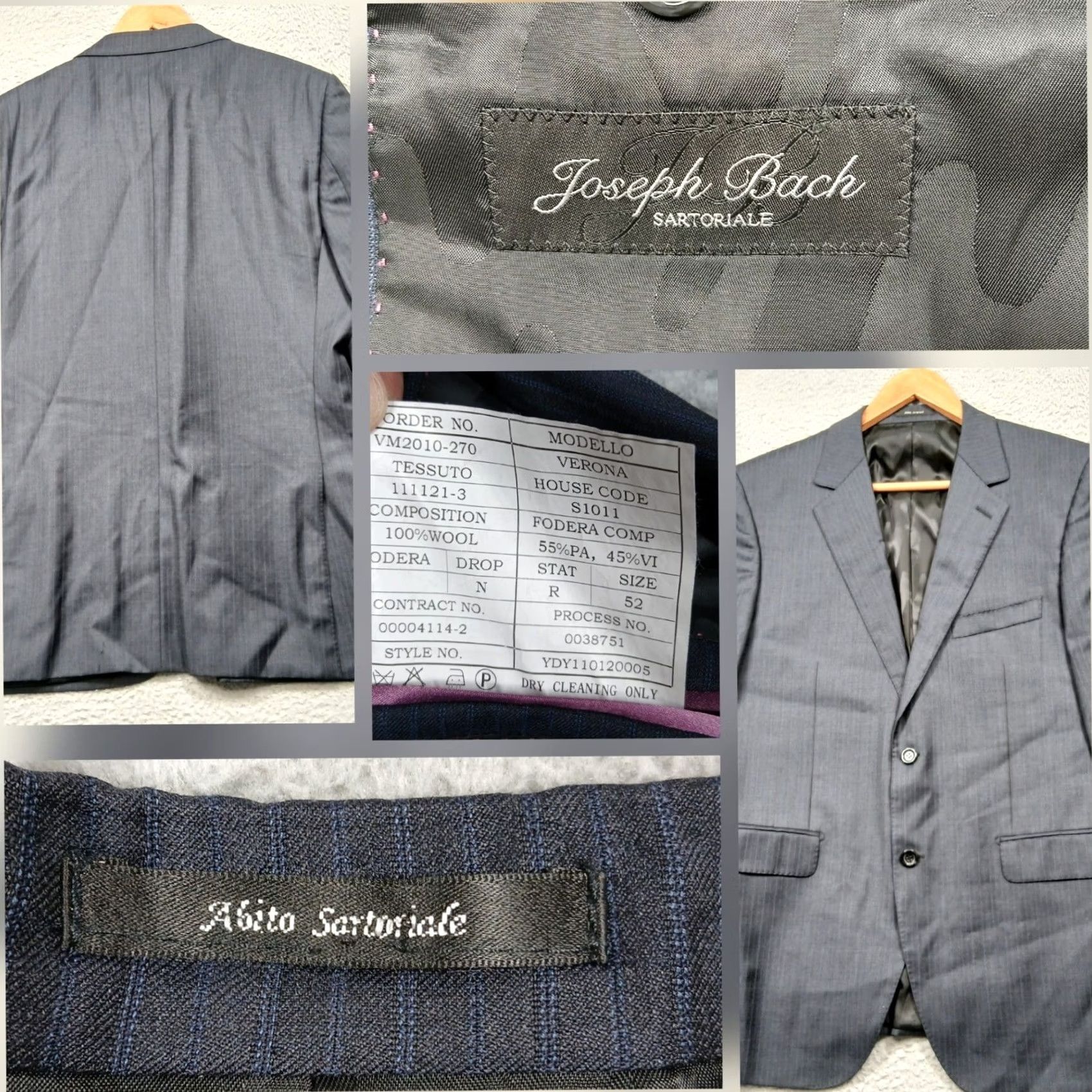 Joseph Joseph Bach Sartoriale Blazer Gray Wool Pinstripe 52R Men Button Notched Lapel Formal Business Size 52R - 2 Thumbnail