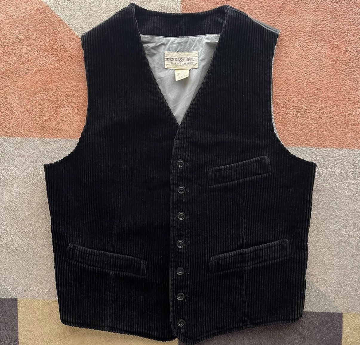 Denim & Supply Ralph Lauren Denim Supply Black Corduroy Vest - Ralph Lauren RL Polo K22 Size US S / EU 44-46 / 1 - 1 Thumbnail